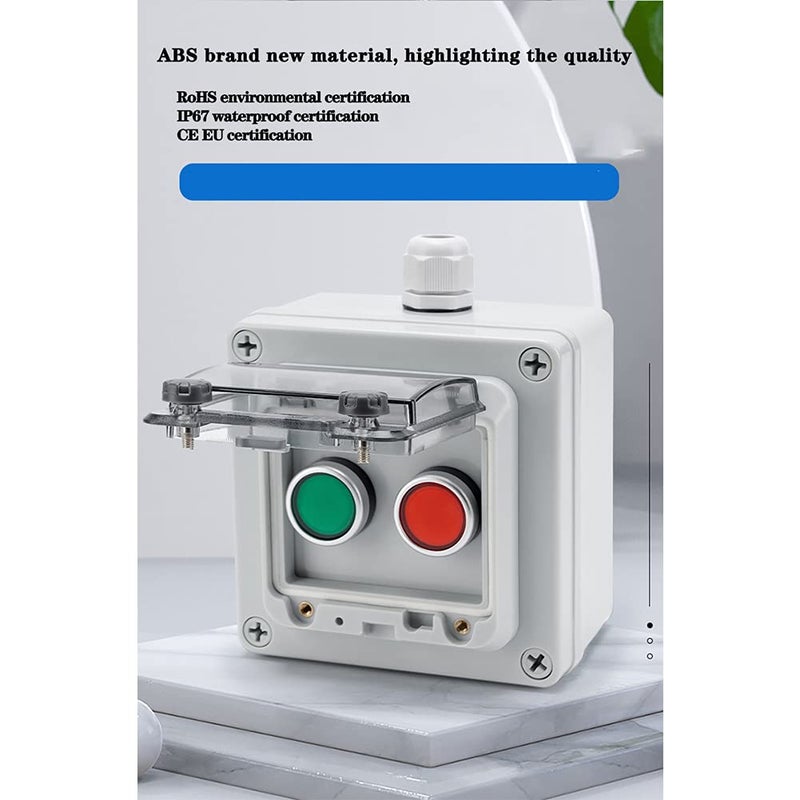 QL-LINRUN Push Button Box with Emergency Stop Switch, Start/Stop & Rotary Buttons (Red/Green) - Image 5
